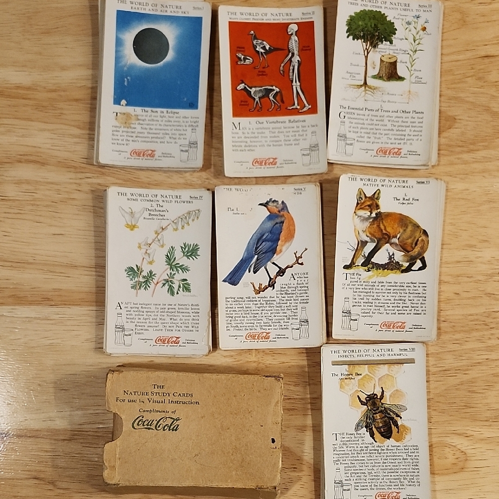 Vintage 1930s Nature Study Cards Set by Coca Cola, 80 cards